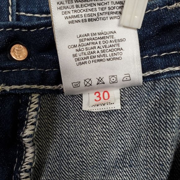 Miss Me Womens Size 30 Jeans Fleur De Lis Flower Embellished Stretch Boot 33x32 - Picture 11 of 15